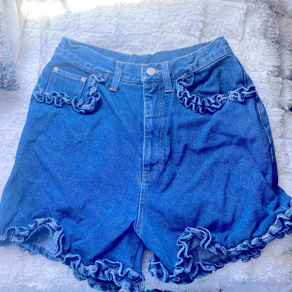 Ruffle denim vintage shorts